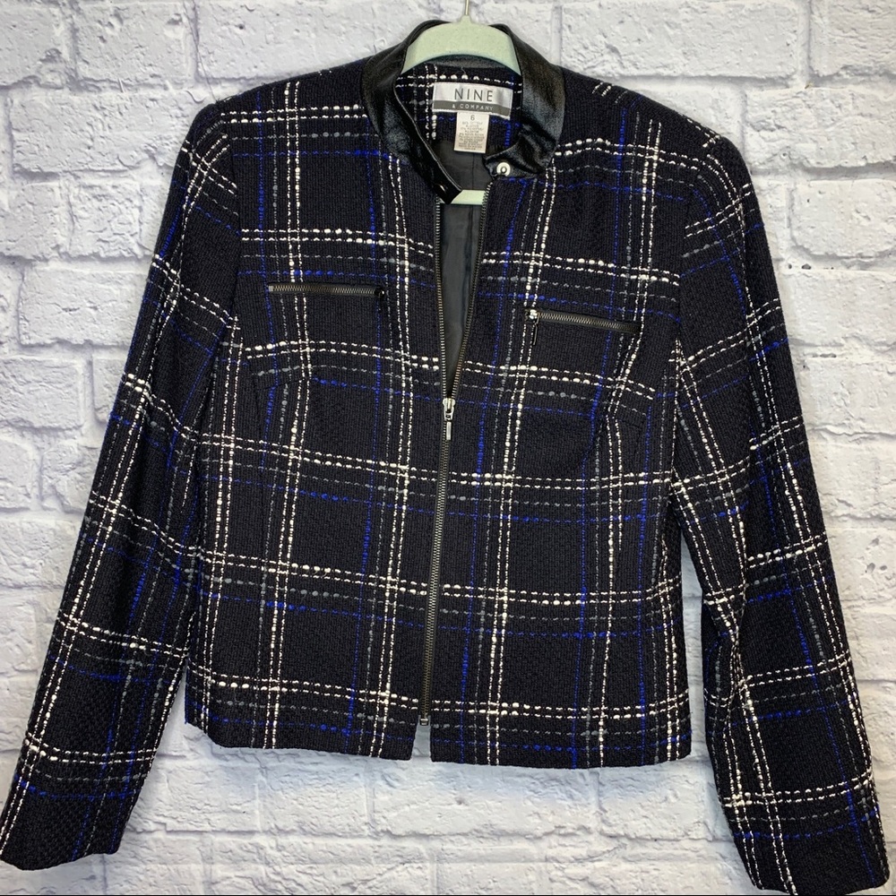 9&Co Classy Plaid Tweed Moto Jacket